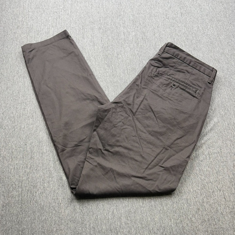 Perk Slim Fit Stretch Flat Front Pants Mens 33x32 Gray Business Casual Chino